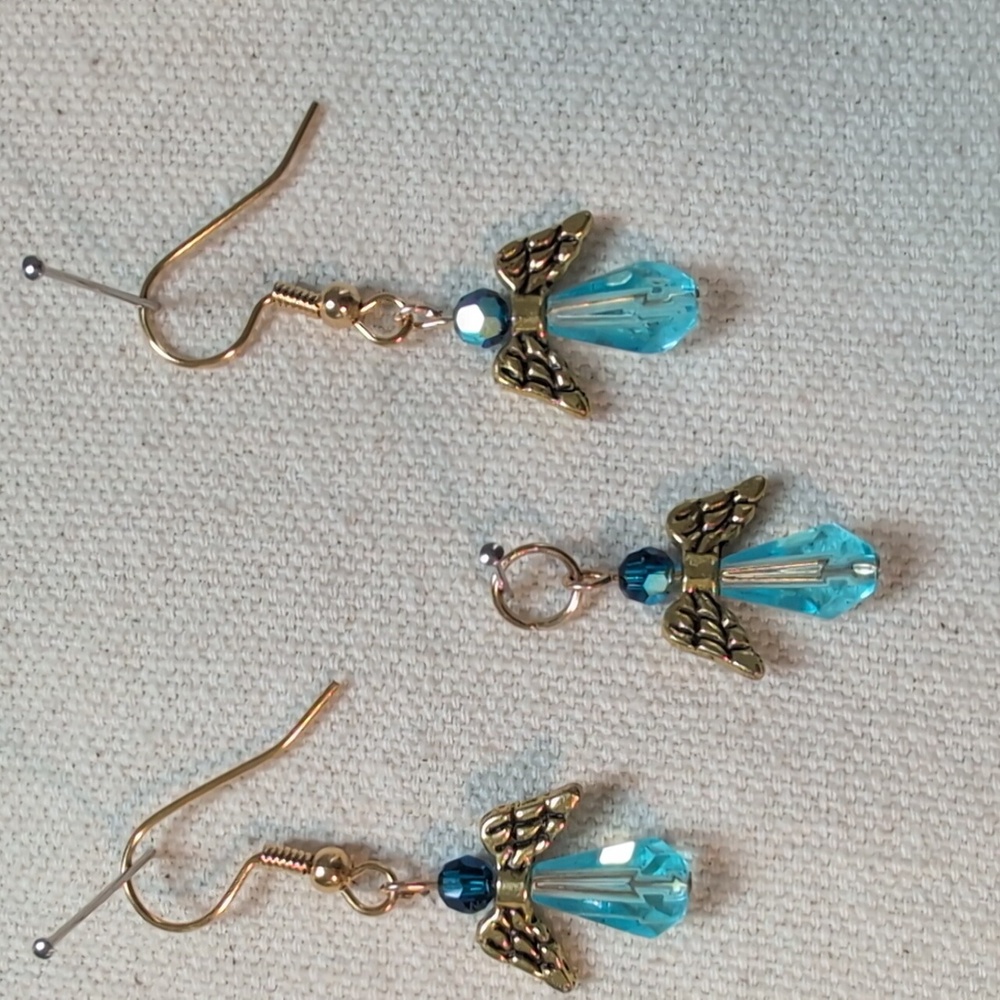 Handmade Swarovski & Czech Glass Angel Earrings & Pendant Set Hypoallergenic